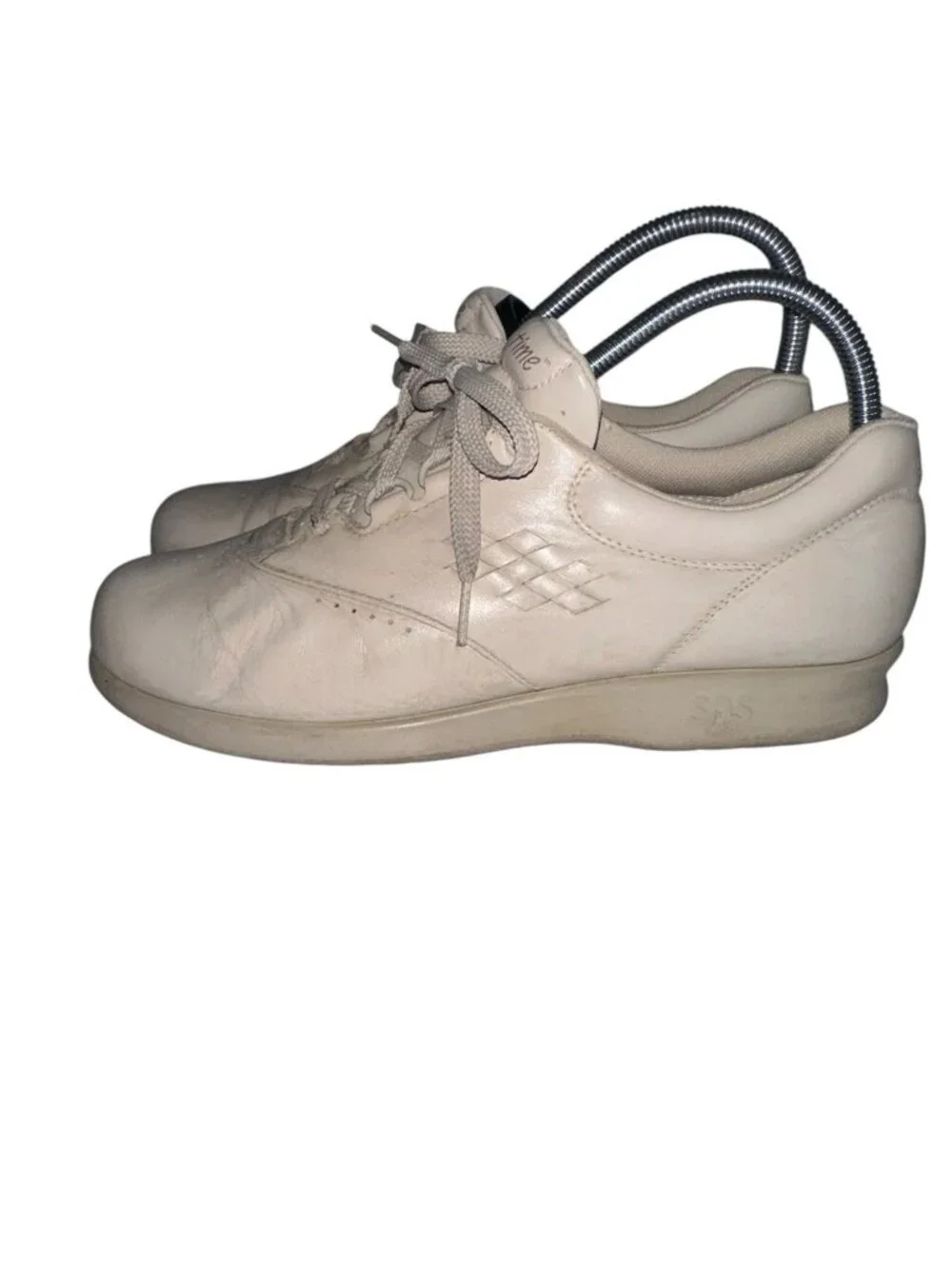 SAS Shoes Women's 8.5 S Free Time Leather Lace Up Walking Sneakers Bone Beige